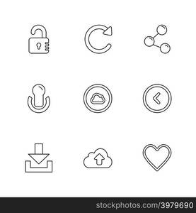 multimedia , sound , buttons , dwonload , upload , pin , key ,error , calcualtor , icon, vector, design, flat, collection, style, creative, icons