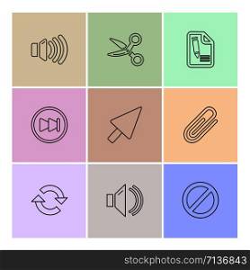 multimedia , sound , buttons , dwonload , upload , pin , key ,error , calcualtor , icon, vector, design, flat, collection, style, creative, icons