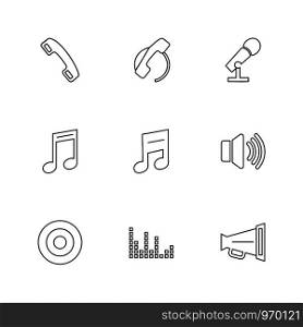 multimedia , speaker , call, headset , microphone , network , phone , music, audio , icon, vector, design, flat, collection, style, creative, icons