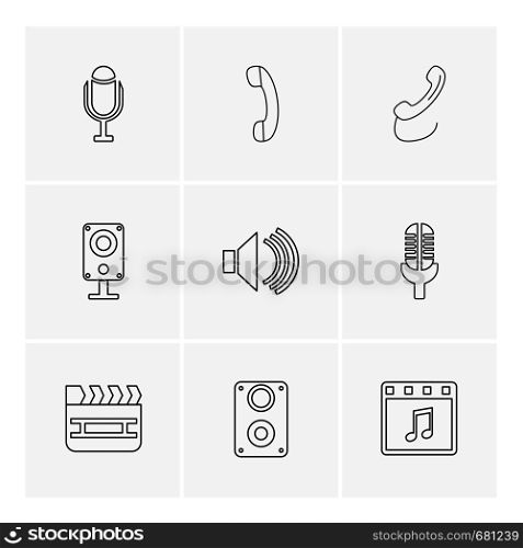 multimedia , speaker , volume , headset , microphone , network , pause , usb , flash , wifi , internet , video , audio , mobile , call , icon, vector, design, flat, collection, style, creative, icons