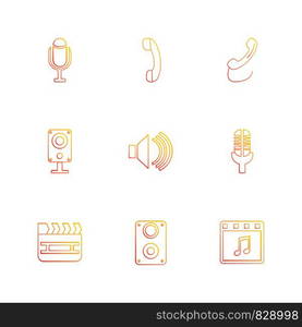 multimedia , speaker , volume , headset , microphone , network , pause , usb , flash , wifi , internet , video , audio , mobile , call , icon, vector, design, flat, collection, style, creative, icons