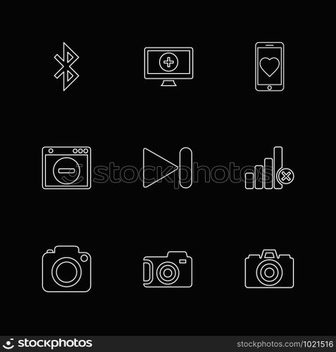 multimedia , user interface , camera , technology , play , pause , camcoder , video , click , capture , image , photography , photograph , icon, vector, design,  flat,  collection, style, creative,  icons