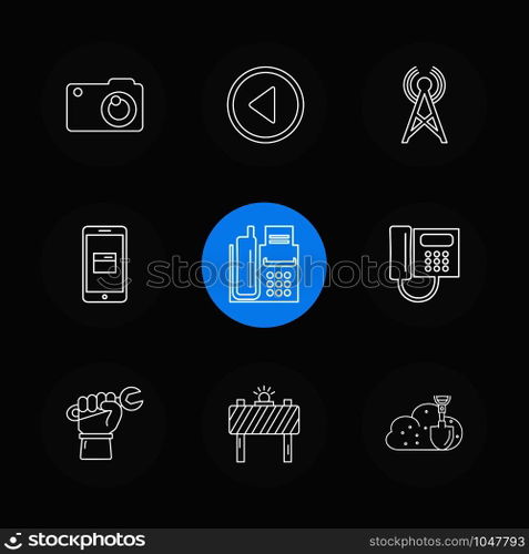 multimedia , user interface , camera , technology , play , pause , camcoder , video , click , capture , image , photography , photograph , icon, vector, design,  flat,  collection, style, creative,  icons