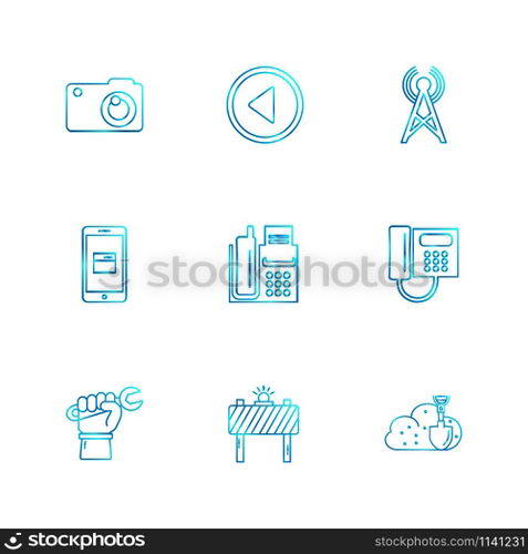 multimedia , user interface , camera , technology , play , pause , camcoder , video , click , capture , image , photography , photograph , icon, vector, design, flat, collection, style, creative, icons