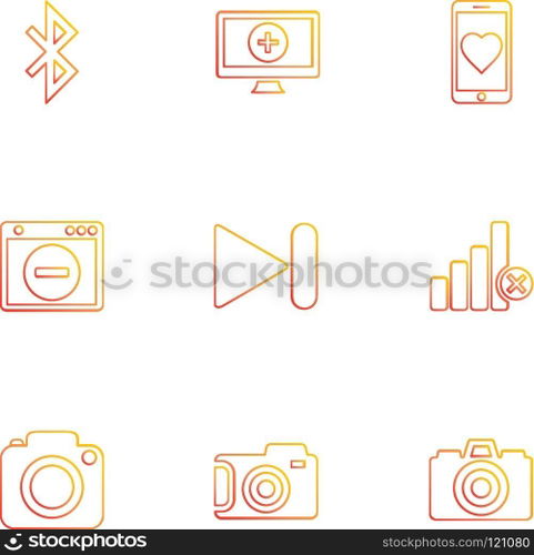 multimedia , user interface , camera , technology , play , pause , camcoder , video , click , capture , image , photography , photograph , icon, vector, design,  flat,  collection, style, creative,  icons