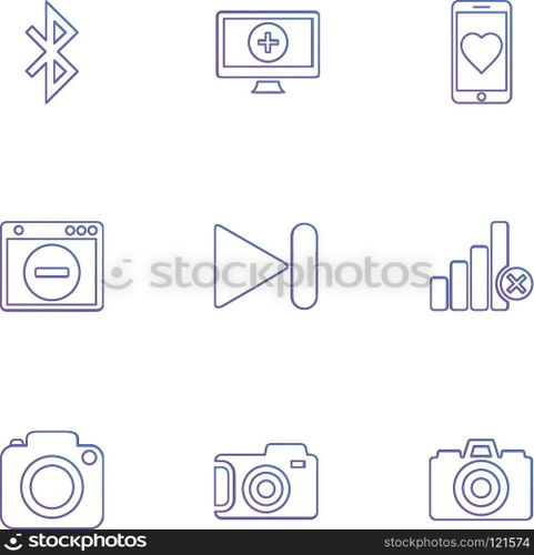 multimedia , user interface , camera , technology , play , pause , camcoder , video , click , capture , image , photography , photograph , icon, vector, design,  flat,  collection, style, creative,  icons