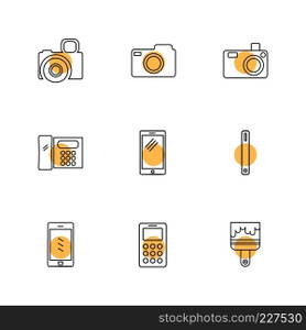 multimedia , user interface , camera , technology , play , pause , camcoder , video , click , capture , image , photography , photograph , icon, vector, design,  flat,  collection, style, creative,  icons