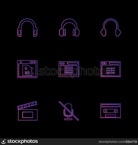 multimedia , user interface , camera , technology , play , pause , camcoder , video , click , capture , image , photography , photograph , icon, vector, design,  flat,  collection, style, creative,  icons