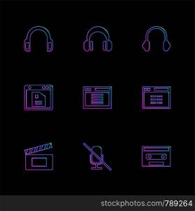 multimedia , user interface , camera , technology , play , pause , camcoder , video , click , capture , image , photography , photograph , icon, vector, design, flat, collection, style, creative, icons