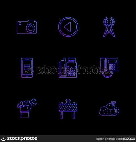 multimedia , user interface , camera , technology , play , pause , camcoder , video , click , capture , image , photography , photograph , icon, vector, design, flat, collection, style, creative, icons