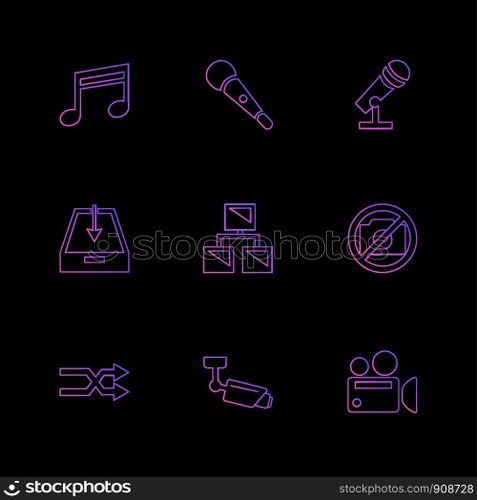 multimedia , user interface , camera , technology , play , pause , camcoder , video , click , capture , image , photography , photograph , icon, vector, design,  flat,  collection, style, creative,  icons