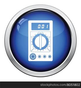 Multimeter icon. Glossy button design. Vector illustration.