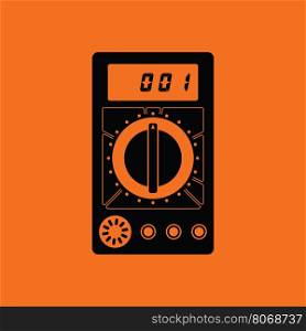 Multimeter icon. Orange background with black. Vector illustration.