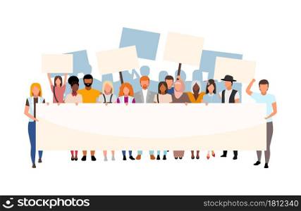 Multinational movement flat concept vector illustration. Large crowd stand for racial equality isolated 2D cartoon character on white for web design. International campaign creative idea. Multinational movement flat concept vector illustration
