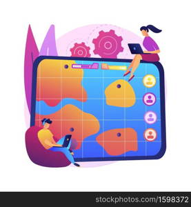 Multiplayer online battle arena abstract concept vector illustration. Multiplayer battle arena, massive online game, MMOG, MOBA ARTS, action real-time strategy, gaming platform abstract metaphor.. Multiplayer online battle arena abstract concept vector illustration.