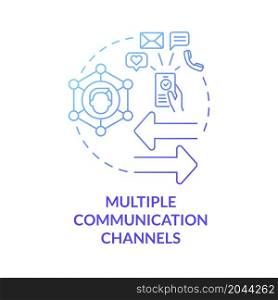 Multiple communication channels blue gradient concept icon. Multi-channels services. People connecting network abstract idea thin line illustration. Vector isolated outline color drawing. Multiple communication channels blue gradient concept icon