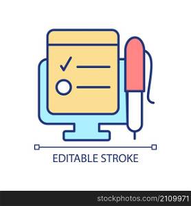 Multiple tasks scheduling RGB color icon. Organizing project. Workflow management. Taking notes. Isolated vector illustration. Simple filled line drawing. Editable stroke. Arial font used. Multiple tasks scheduling RGB color icon