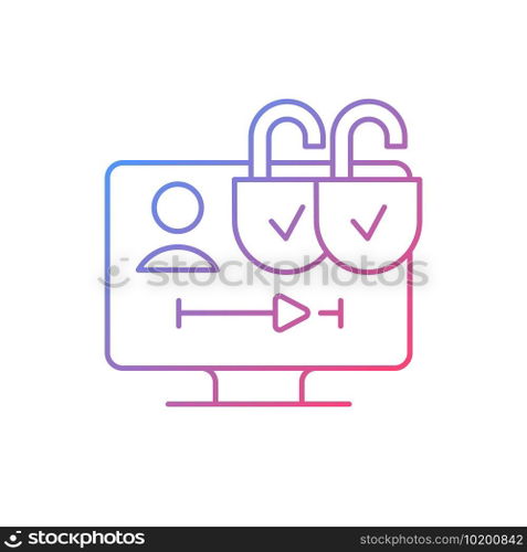 Multiple viewer profiles gradient linear vector icon. Multi-device access. Sharing benefits at no additional cost. Thin line color symbols. Modern style pictogram. Vector isolated outline drawing. Multiple viewer profiles gradient linear vector icon