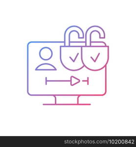 Multiple viewer profiles gradient linear vector icon. Multi-device access. Sharing benefits at no additional cost. Thin line color symbols. Modern style pictogram. Vector isolated outline drawing. Multiple viewer profiles gradient linear vector icon