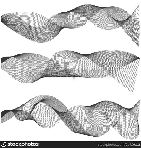 Multiple waves Abstract wavy stripes, Design elements created using the Blend Tool. Vector Creative line art. graphic sound, contour  waveform soft track