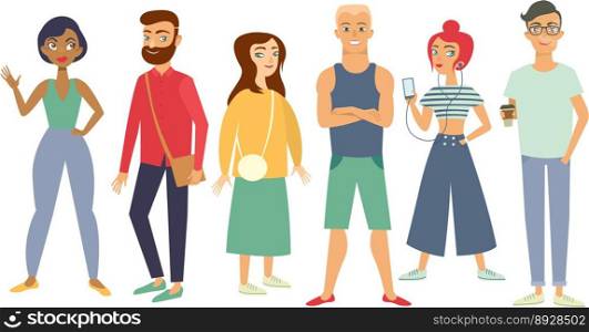 Multiracial group of young people vector image