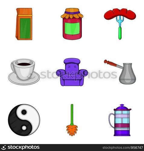 Multiroom icons set. Cartoon set of 9 multiroom vector icons for web isolated on white background. Multiroom icons set, cartoon style