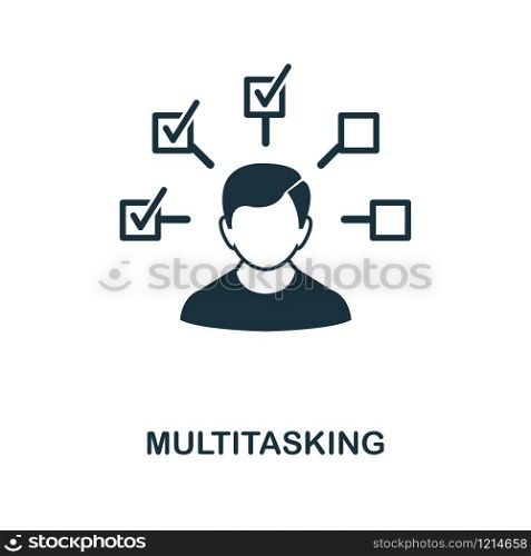 Multitasking icon. Monochrome style design from management collection. UI. Pixel perfect simple pictogram multitasking icon. Web design, apps, software, print usage.. Multitasking icon. Monochrome style design from management icon collection. UI. Pixel perfect simple pictogram multitasking icon. Web design, apps, software, print usage.