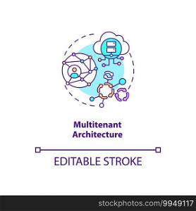 Multitenant architecture concept icon. SaaS advantage idea thin line illustration. Serving multiple tenants. Multi-tenant database. Vector isolated outline RGB color drawing. Editable stroke. Multitenant architecture concept icon