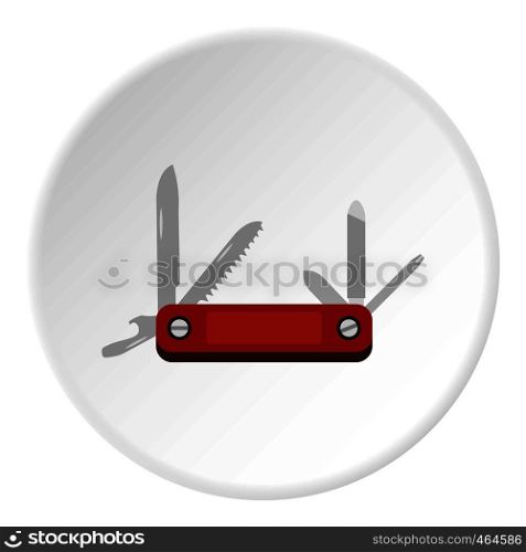 Multitool knife icon in flat circle isolated vector illustration for web. Multitool knife icon circle