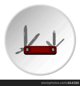 Multitool knife icon in flat circle isolated vector illustration for web. Multitool knife icon circle