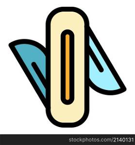Multitool small knife icon. Outline Multitool small knife vector icon color flat isolated. Multitool small knife icon color outline vector