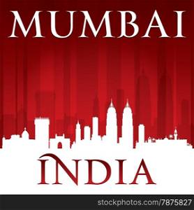 Mumbai India city skyline silhouette. Vector illustration