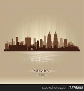 Mumbai India city skyline vector silhouette illustration
