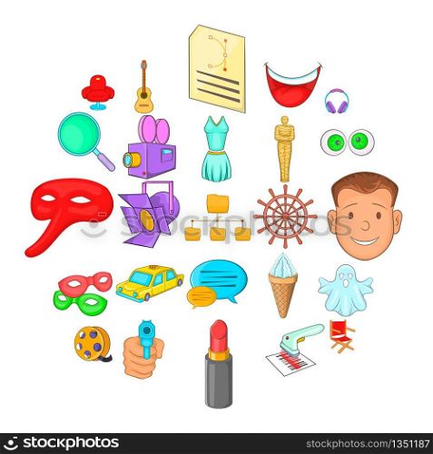 Mummer icons set. Cartoon set of 25 mummer vector icons for web isolated on white background. Mummer icons set, cartoon style