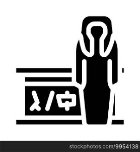 mummy museum exhibit glyph icon vector. mummy museum exhibit sign. isolated contour symbol black illustration. mummy museum exhibit glyph icon vector illustration