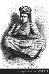 Muong woman Lim, vintage engraved illustration. Le Tour du Monde, Travel Journal, (1872).