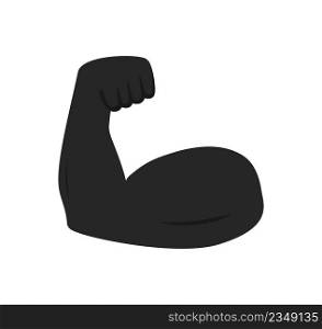 Muscle arm icon. Emoji of strong bicep. Emoticon of strength in hand. Icon of power of protein for man. Flex muscle of arm. Exercise in gym for health. Logo of fitness, workout, bodybuilder. Vector.