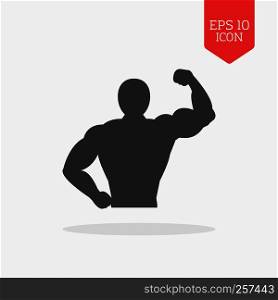 Muscle body icon. Bodybuilding concept. Flat design gray color symbol. Modern UI web navigation, sign. Illustration element