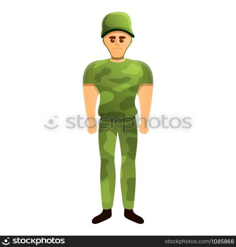 Muscle soldier icon. Cartoon of muscle soldier vector icon for web design isolated on white background. Muscle soldier icon, cartoon style
