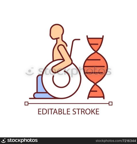 Muscular dystrophy RGB color icon. Genetic disorder. Progressive muscle degeneration and weakness. Neuromuscular disease. Isolated vector illustration. Simple filled line drawing. Editable stroke. Muscular dystrophy RGB color icon