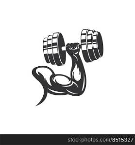 muscular hand holding a barbell vector illustration concept design