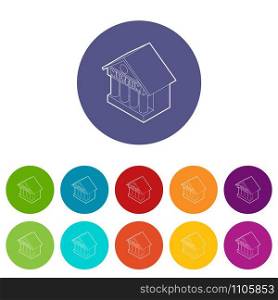 Museum building icons color set vector for any web design on white background. Museum building icons set vector color