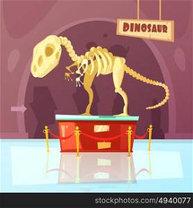 Museum Dinosaur Illustration. Color cartoon illustration of museum exibition about dinosaur vector illustration