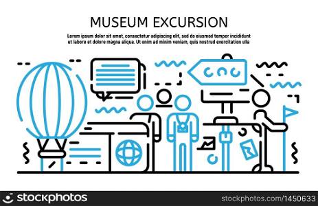 Museum excursion banner. Outline illustration of museum excursion vector banner for web design. Museum excursion banner, outline style