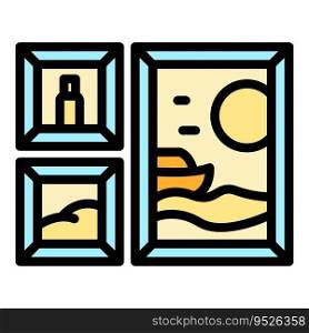Museum gallery icon outline vector. Art people. Culture artwork color flat. Museum gallery icon vector flat