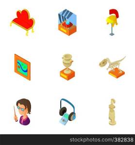 Museum icons set. Cartoon illustration of 9 museum vector icons for web. Museum icons set, cartoon style