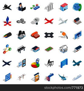 Museum icons set. Isometric style of 36 museum vector icons for web isolated on white background. Museum icons set, isometric style