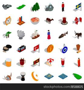Museum icons set. Isometric style of 36 museum vector icons for web isolated on white background. Museum icons set, isometric style