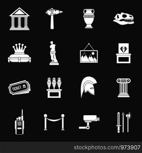 Museum icons set vector white isolated on grey background . Museum icons set grey vector