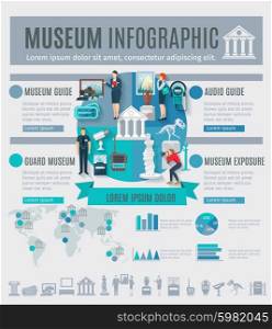 Museum infographics set with arts symbols and charts vector illustration. Museum Infographics Set